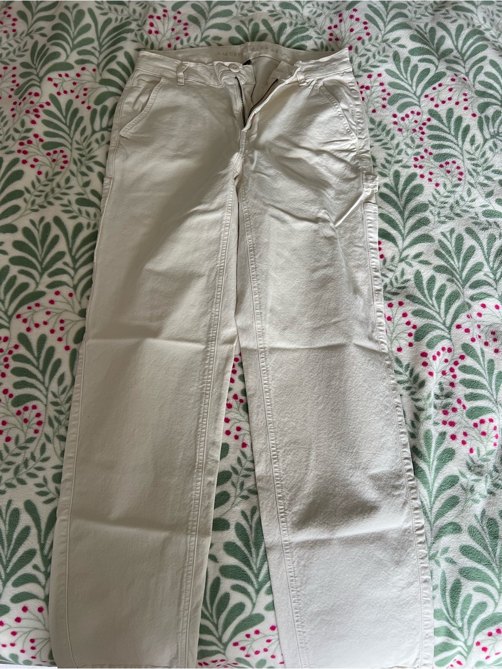 American Eagle Outfitters Straight Leg Jeans - Light Beige/Cream